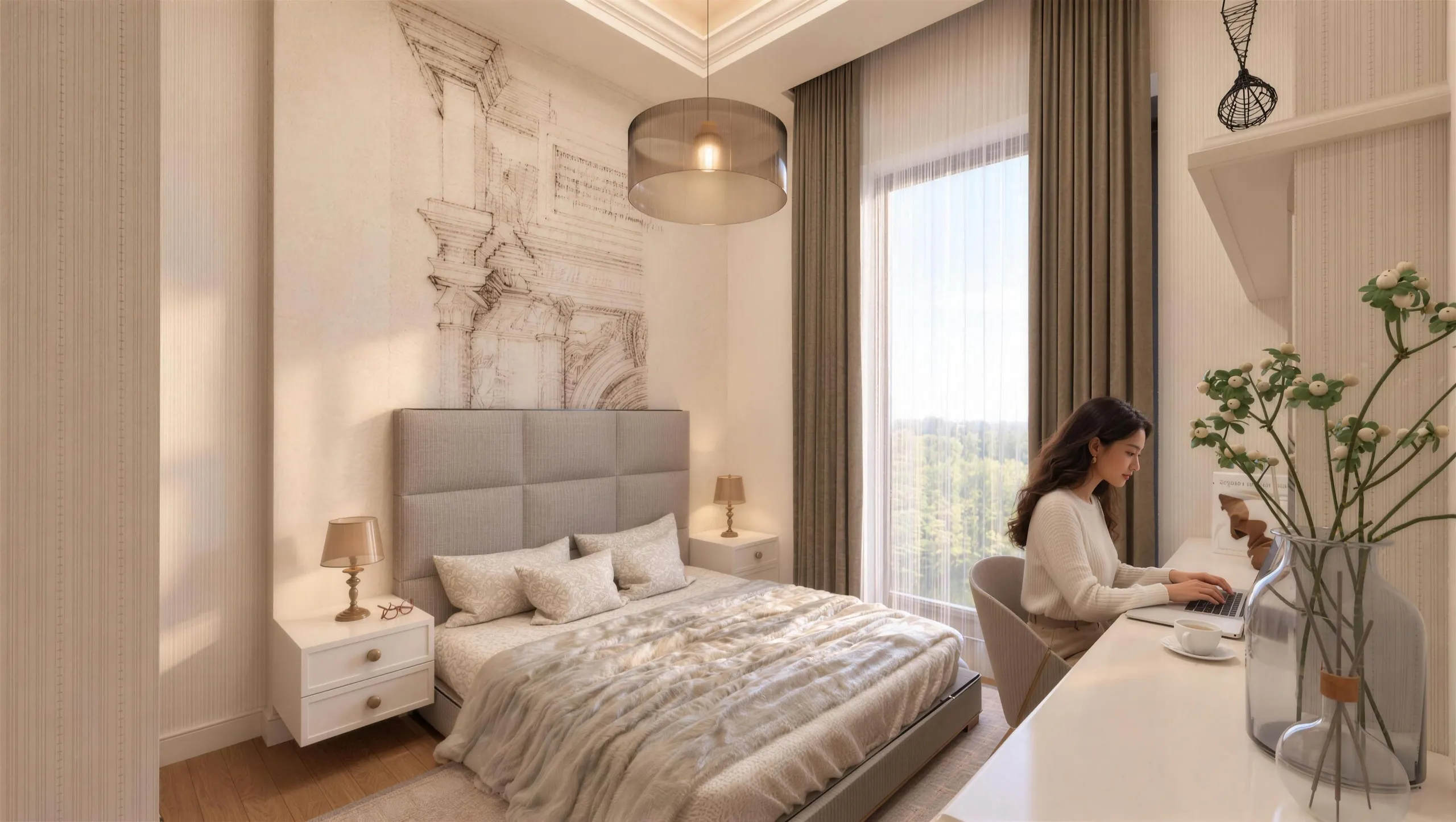 3+1 · Bedroom and study