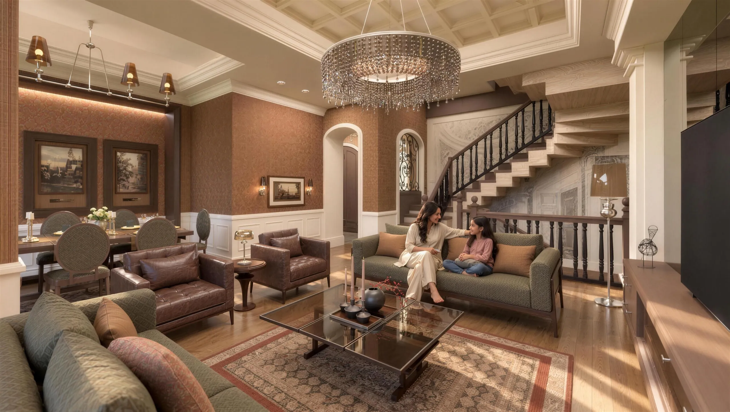 Villa · Şömineli ana salon