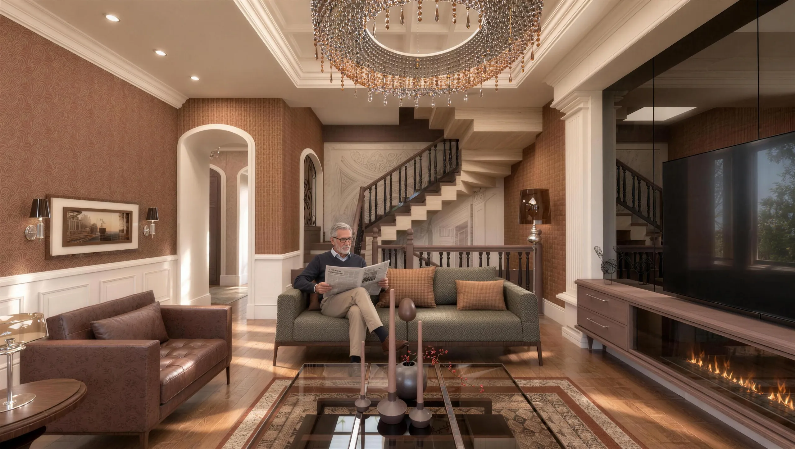 Villa · Şömineli ana salon